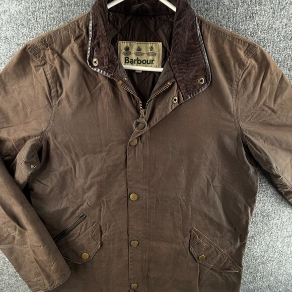 Barbour Prestbury Wax Jacket Men Full Zip Small Brown Hunting Outdoors Adult - Picture 1 of 16